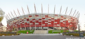 Das Bild zeigt das Nationalstadion von Warschau, welches zum Start der Volleyball WM 2014 mit 62000 Fans gefüllt war.