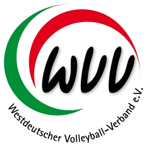 Das Bild zeigt das offizielle Logo des Westdeutschen Volleyball-Verbandes (WVV). Es zeigt einen grünen und roten Halbkreis, welche zusammen die Form eines Volleyballs andeuten. In der Mitt befindet sich das Kürzel WVV und unten drunter der Schriftzug Westdeutscher Volleyball-Verbande e.V.