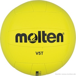 Das Bild zeigt den Molten V5T. Das ist ein gelber Softball ideal für Anfänger.