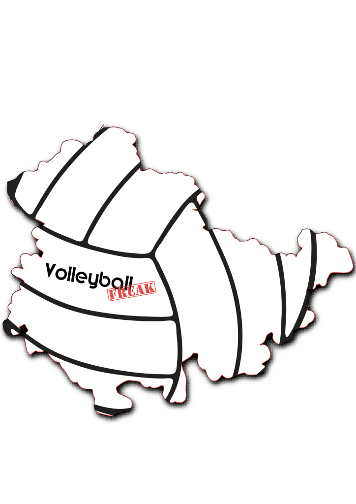 Das Bild zeigt die Umrisse von Thüringen. In der Fläche von des Landes sind die Umrisse eines Volleyballs zu sehen. Desweiteren ist in der Mitte das Logo von VolleyballFREAK