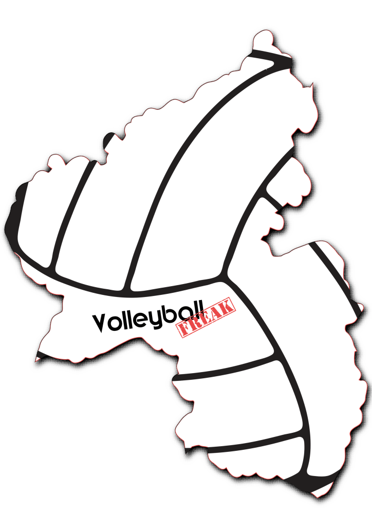 Das Bild zeigt die Umrisse von Rheinland-Pfalz. In der Fläche von des Landes sind die Umrisse eines Volleyballs zu sehen. Desweiteren ist in der Mitte das Logo von VolleyballFREAK