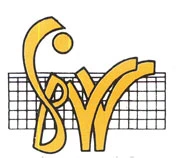 Das Bild zeigt das Logo des  Südbadischen Volleyball-Verband (SBVV). Der gelbe Schriftzug SBVV ist vor einem Volleyballnetz dargestellt.