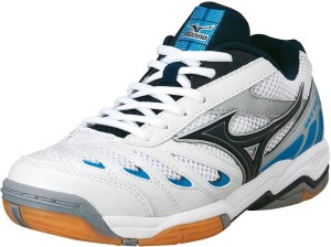 Das Bild zeigt den weißen Volleyballschuh Mizuno Wave Rally 5 ( Damenmodell)