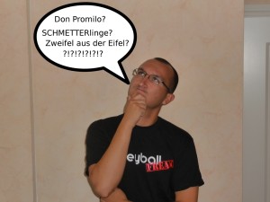 Das Bild zeigt den VolleyballFREAK beim überlegen für einen kreativen Mannschaftsnamen