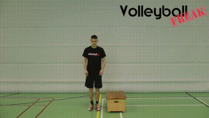 Das animitere Bild zeigt einen Volleyballer bei der Ausführung der Seitensprünge