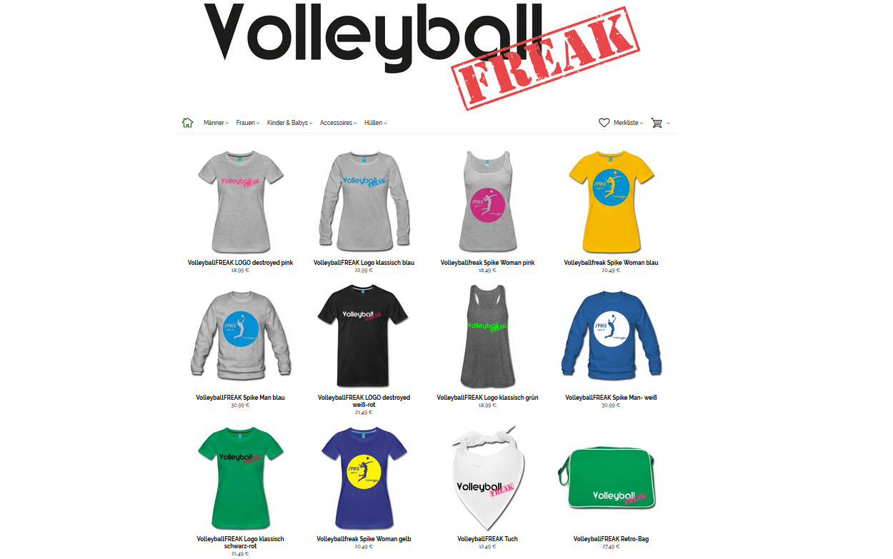 VolleyballFREAK-Shop ist da: Coole Shirts und vieles mehr vom VolleyballFREAK für alle Volleyball-Verrückten