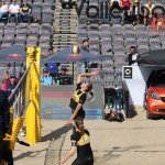 Chantal Laboureur beim Angriff auf dem FIVB Beachvolleyball Major Hamburg 2016