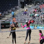 Angriff von Duda beim FIVB Beachvolleyball Major Hamburg 2016