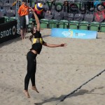 The photo shows Labourer with the Floating Jumpserve on FIVB Major Hamburg 2016