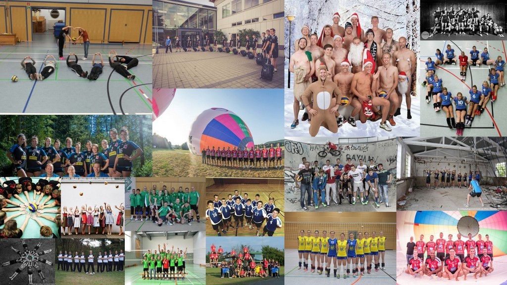 Die Collage zeigt praktische Beispiele für kreative Teamfotos