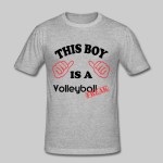 Das Foto zeigt das graue T-Shirt mit Motiv "This boy is a VolleyballFREAK"