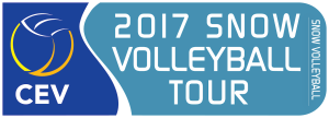 Die Abbildung zeigt das Logo der Snow Volleyball European Tour 2017.