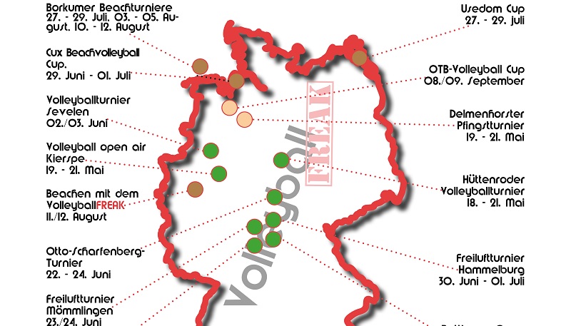 Der perfekte Roadtrip zu den größten Hallen / Beach / Rasen Volleyballturnieren Deutschlands 2018