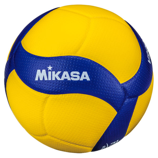 Das Foto zeigt den neuen blau gelben Mikasa V200W Volleyball.