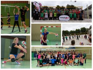 VolleyballFREAK veranstaltet regelmäßig Camps für Volleyball und Beachvolleyball. Das Foto zeigt Impressionen aus den Hallencamps und Beachcamps
