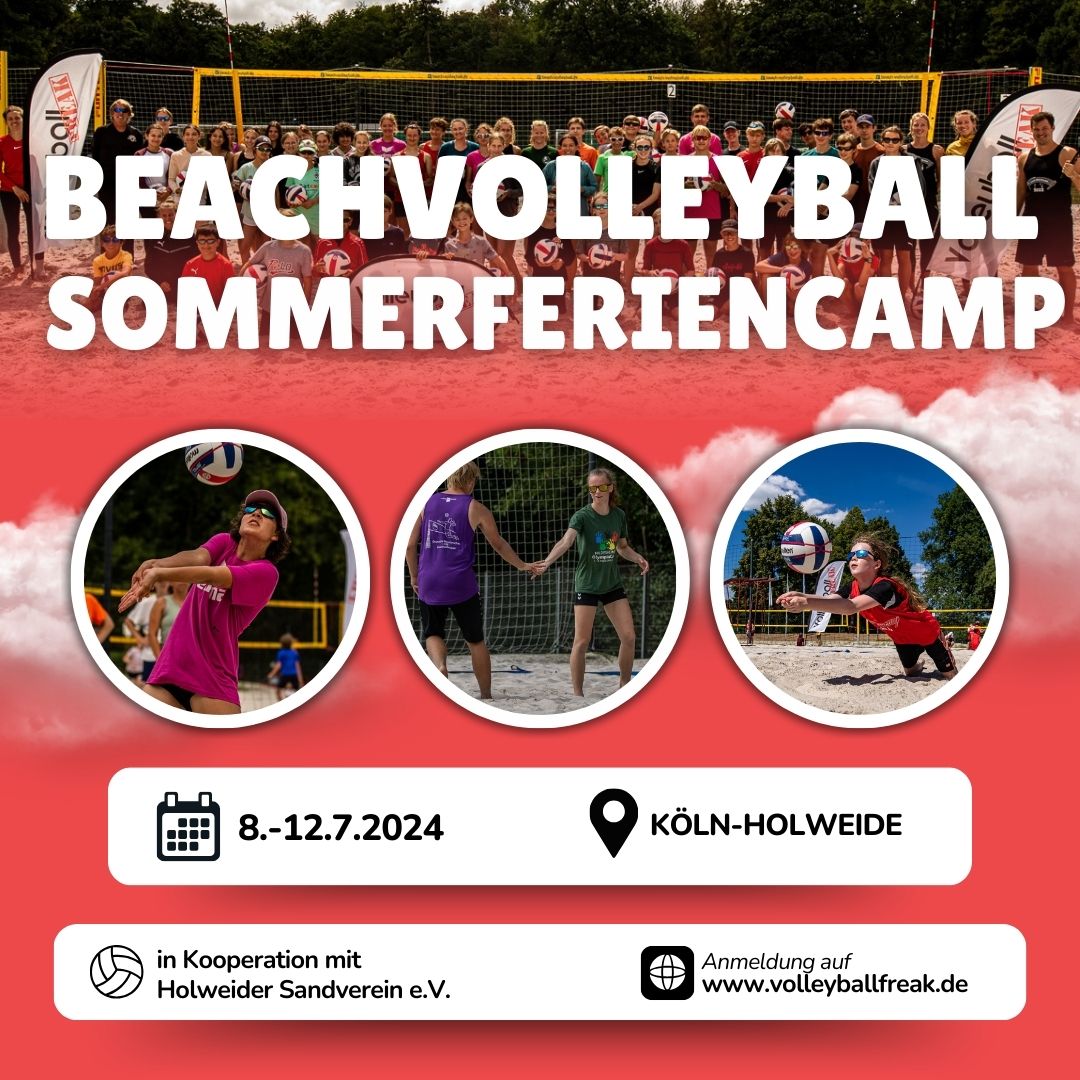 Beachvolleyball Sommerferiencamp 8.-12.7.2024 (Woche 1/6) in Köln